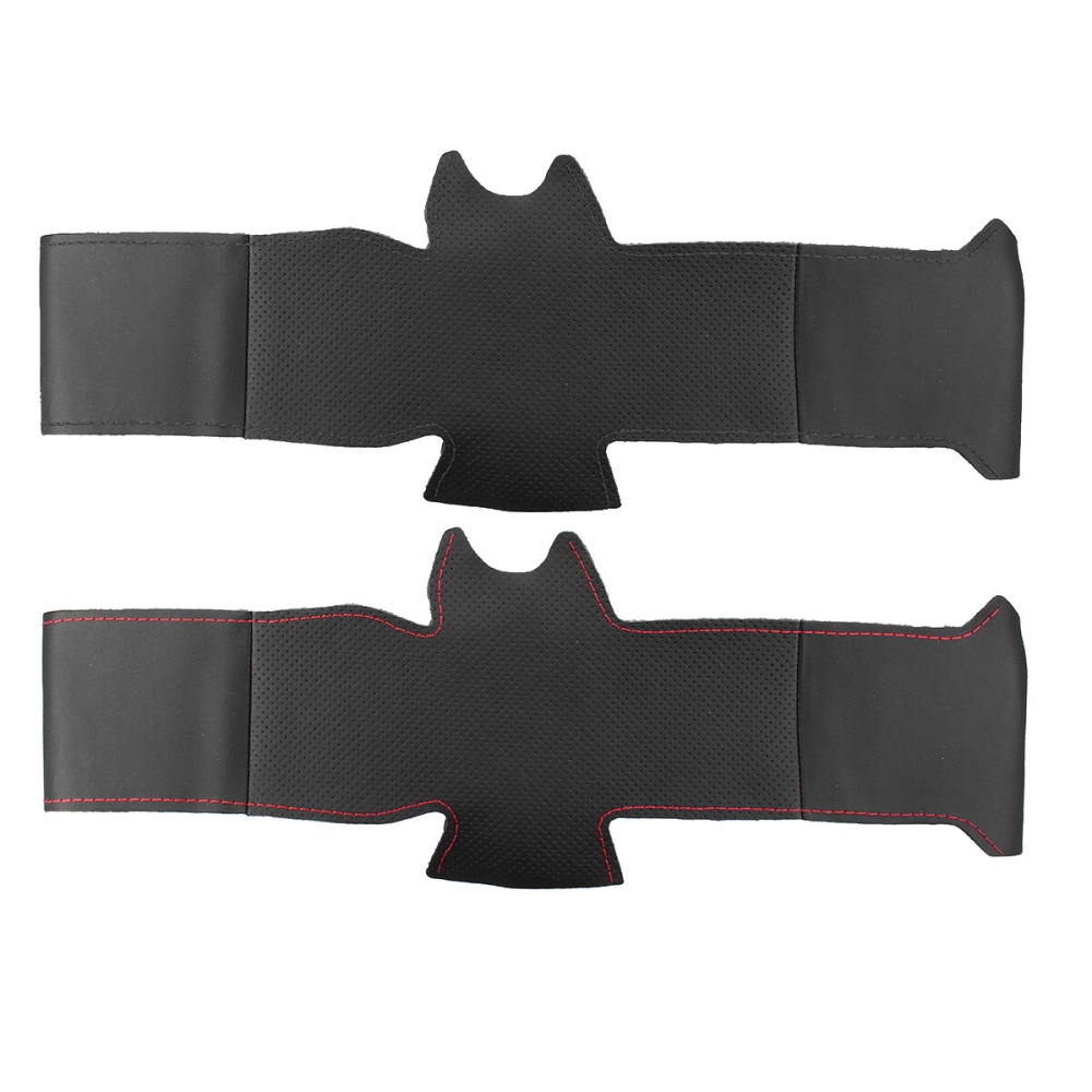 Car Leather Steering Wheel Cover Hand Sewing DIY For Qashqai J10 X-TRAIL NV200 - Red