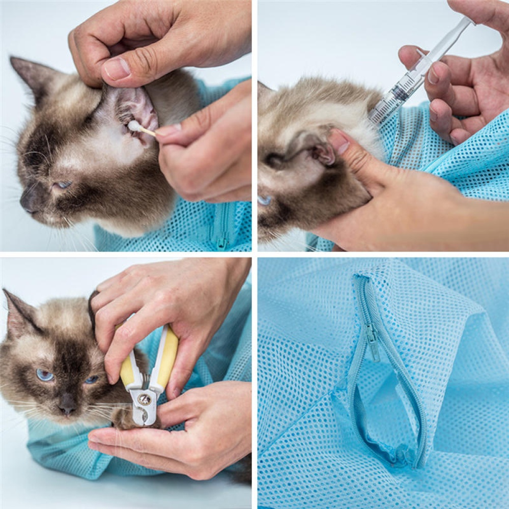 Pet Cat Cleaning Grooming Bag Add Hat Multi-function Bath Nail Cutting Pick Ear Protect Bags - Orange - Image 2