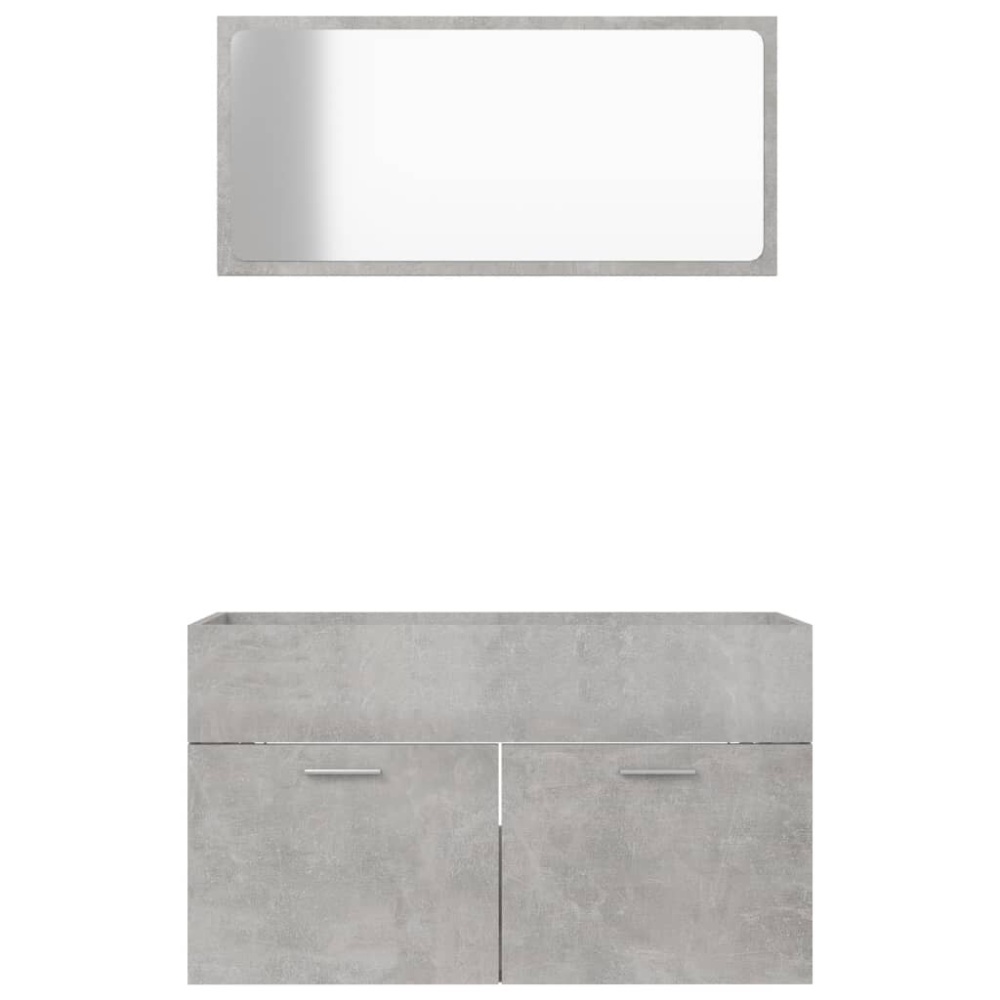 2 Piece Bathroom Furniture Set Concrete Gray Chipboard - Image 2