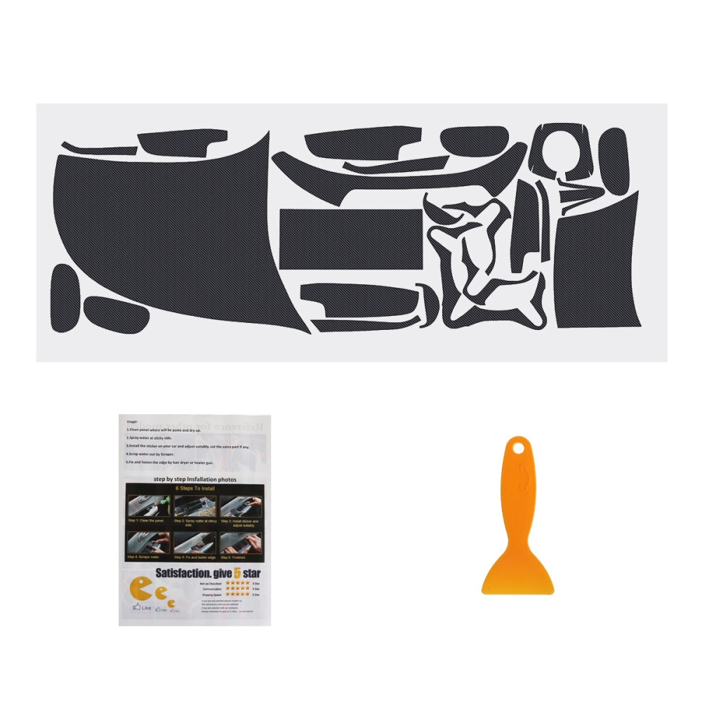 Interior Carbon Fiber Decal Sticker Wrap Trim Dash Kit For Honda Civic 2006-2011 - Gloss Black