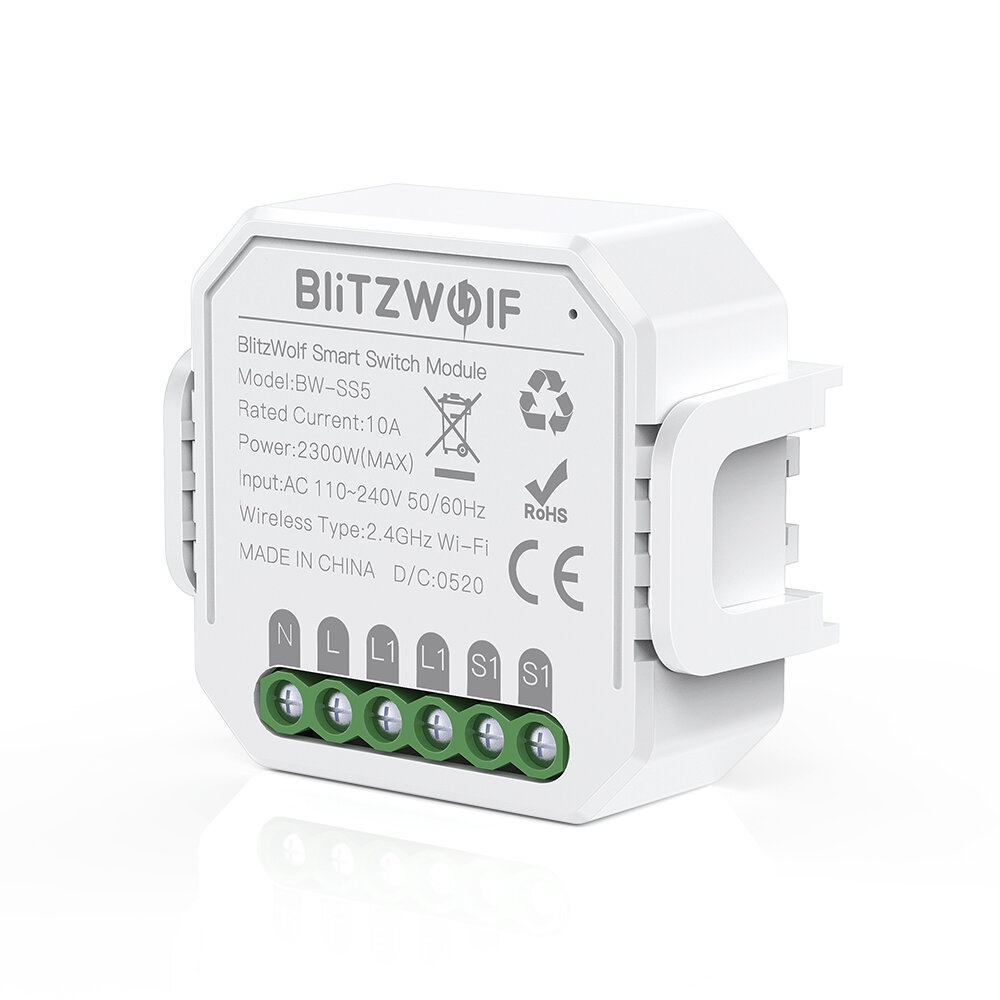 BlitzWolf® BW-SS5 2300W WIFI Smart Switch No Hub Required Timer Relay Switch Module Wireless App Remote Control Voice Control Works with Amazon Alexa - Image 2