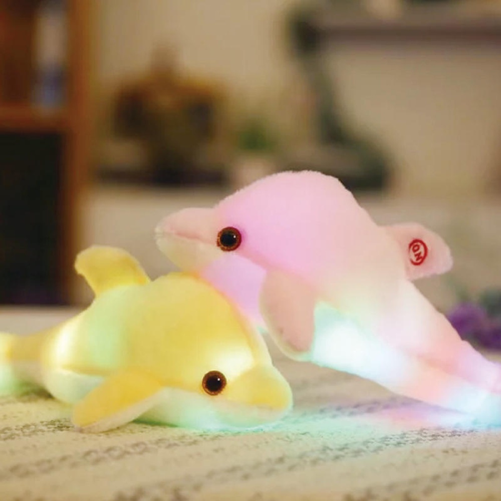 32cm Luminous Plush Dolphin Doll Glowing LED Light Animal Toys Soft Colorful Doll Pillow - Pink - Image 2