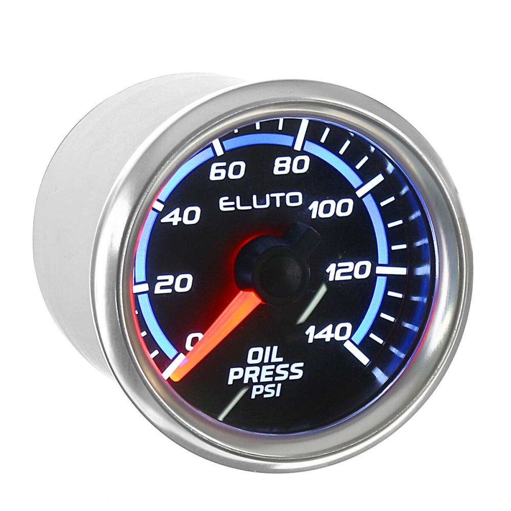 2'' 52mm 0-140PSI Oil Pressure Gauge Blue LED Black Face Auto Car Meter + Sensor - Image 2