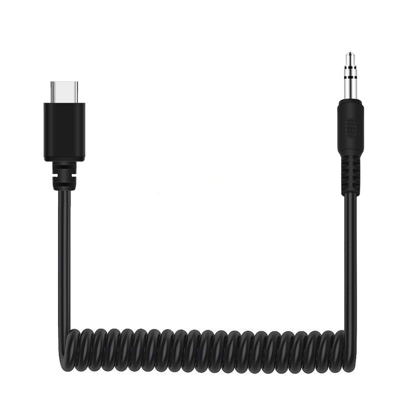 PULUZ PU513 3.5mm TRRS Male to Type-C USB-C Live Microphone Audio Adapter Spring Coiled Cable for DJI OSMO Pocket Smartphones