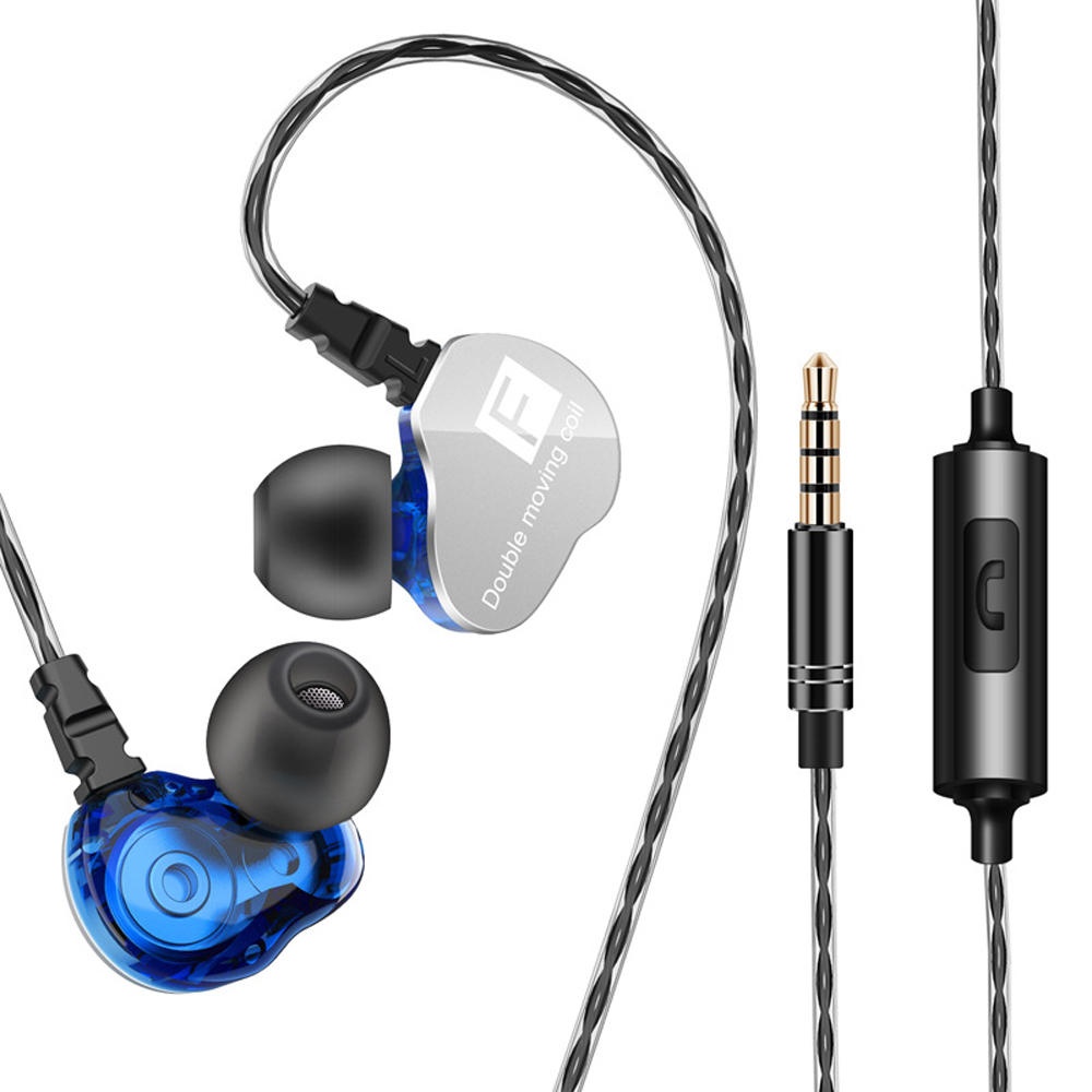 QKZ CK9 3.5mm In-Ear Dual Moving Coil Earbuds HiFi Earphone With Microphone - Clear - Image 2