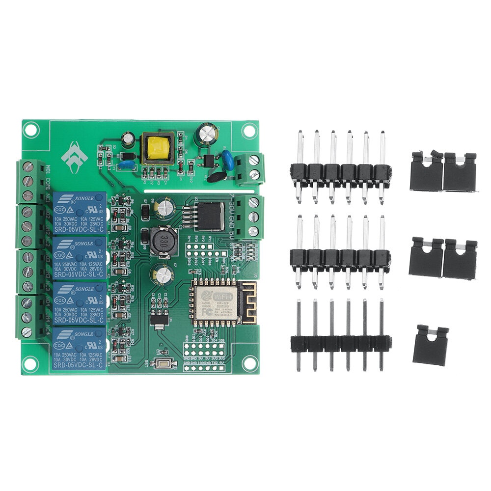 5Pcs AC/DC Power Supply ESP8266 WIFI Four-way Relay Module ESP-12F Development Board Secondary Development