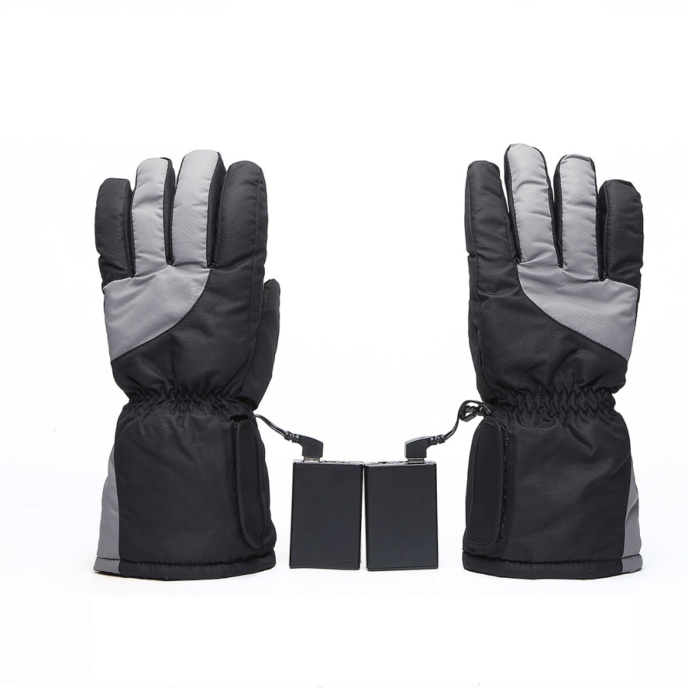 Touch Screen Electric Heated Gloves Warm Waterproof Ski Winter Warmer For Motorcycle Scooter Riding - Black grey - Image 2