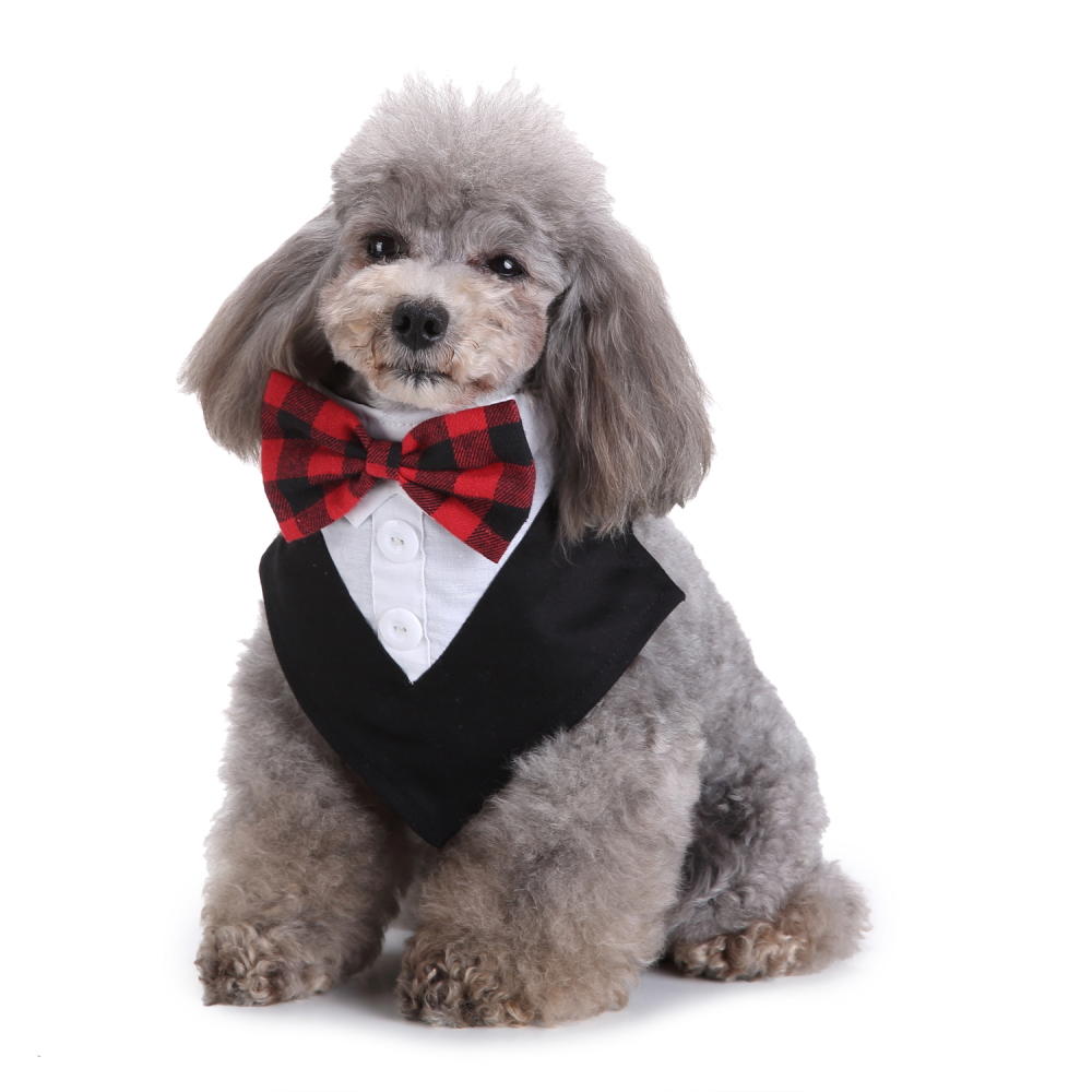 Formal Dog Tuxedo Bandana Ties Adjustable Neckerchief Pet Bow Tie for Wedding Party - M - Image 2