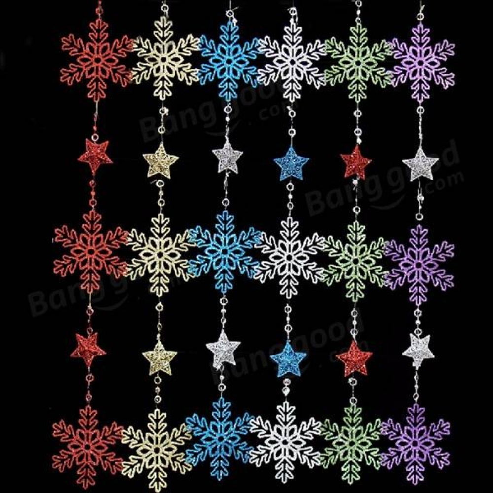 Star Snowflake Garland Hanging Pendant Tree Party Window Door Decoration - Purple - Image 2