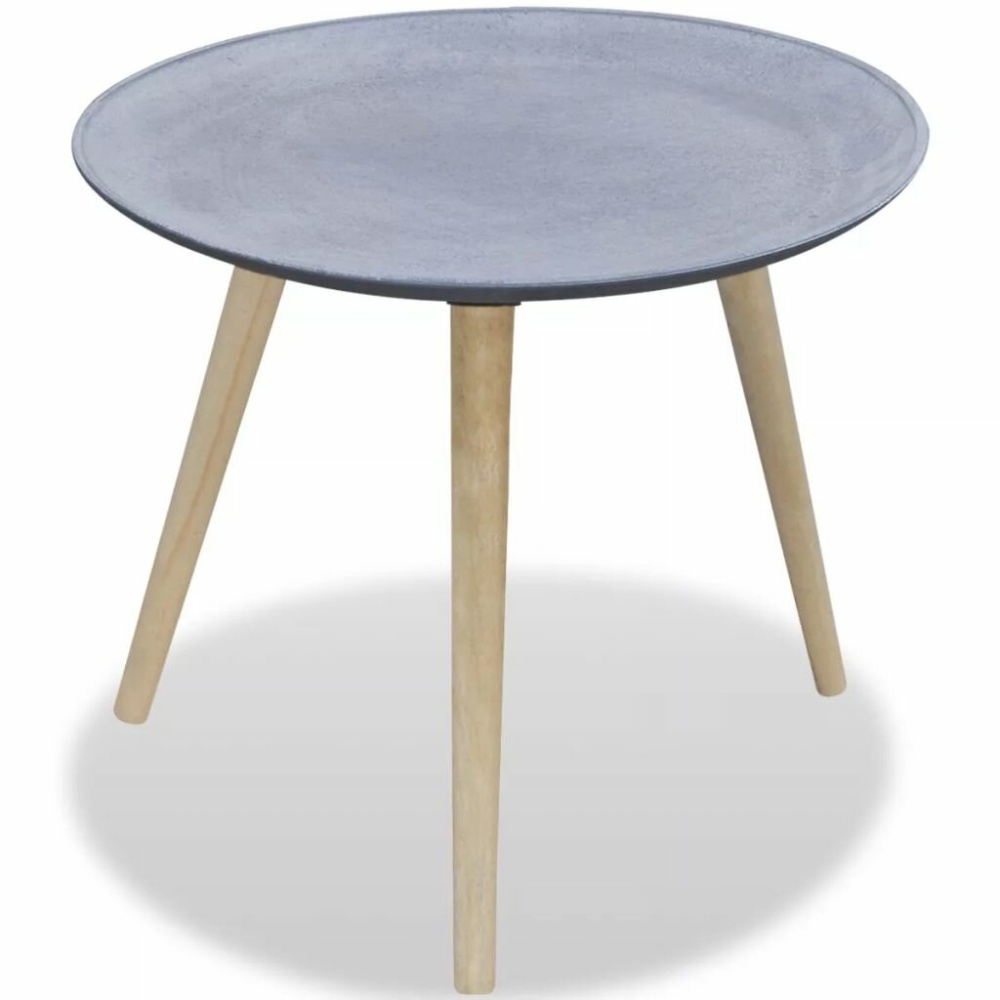 Side table round concrete-look gray - Image 2