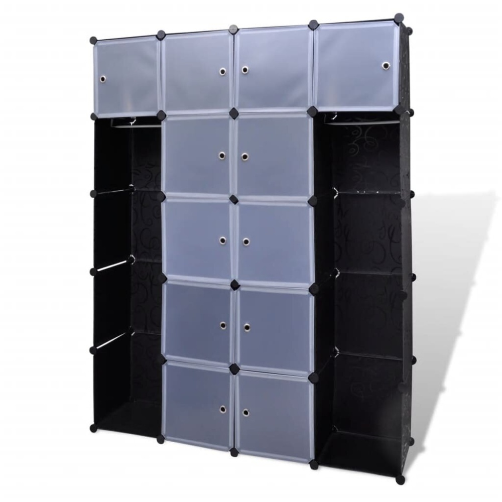 Modular cabinet with 14 compartments 37x146x180.5 cm black and white - Image 2