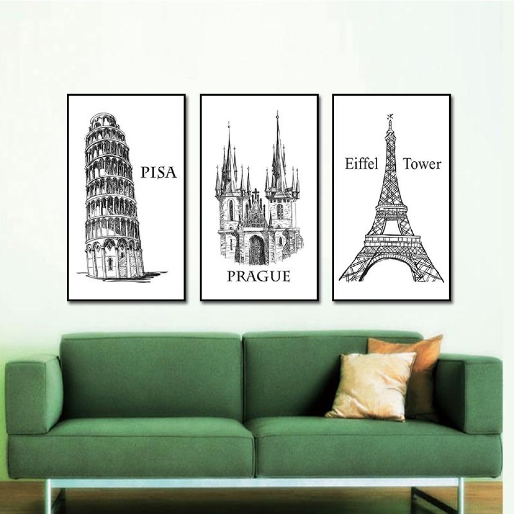 Miico ALTB-A Hand Painted Three Combination Decorative Paintings Architecture Wall Art For Home Decoration - Image 2