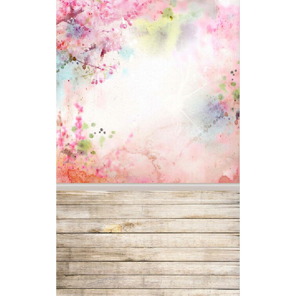 5x7FT Watercolor Pink Flower Floor Photography Backdrop Photo Background Props - Image 2