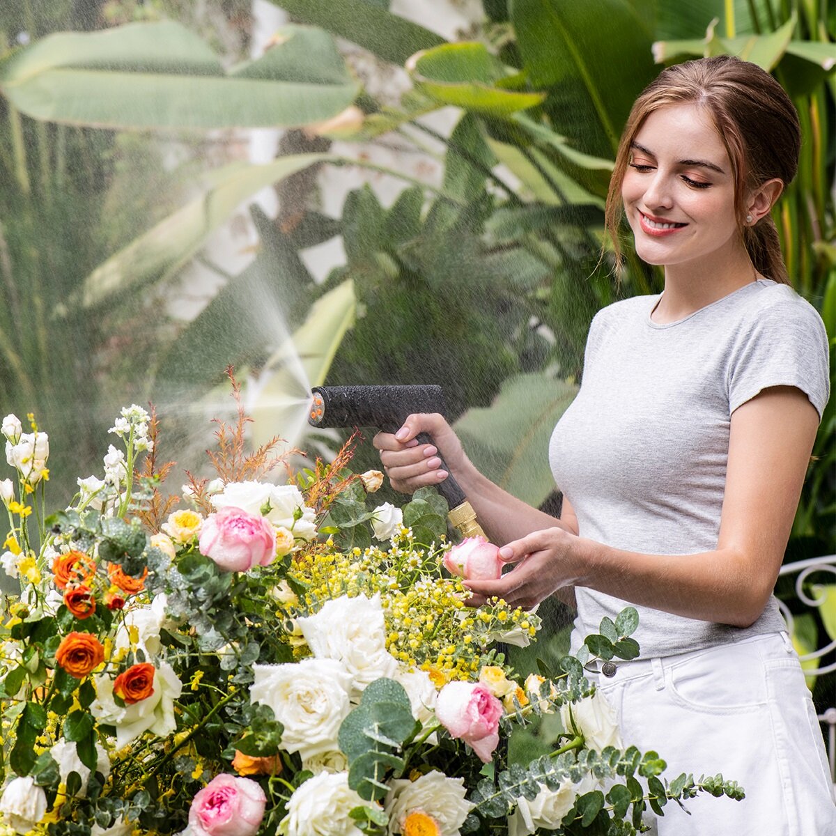 Baseus GF4 Horticulture Watering Spray Nozzle 5 Spray Patterns Sprayer Portable Handheld for Gardening Car Washing Patio and Pet - Only Spray Nozzle