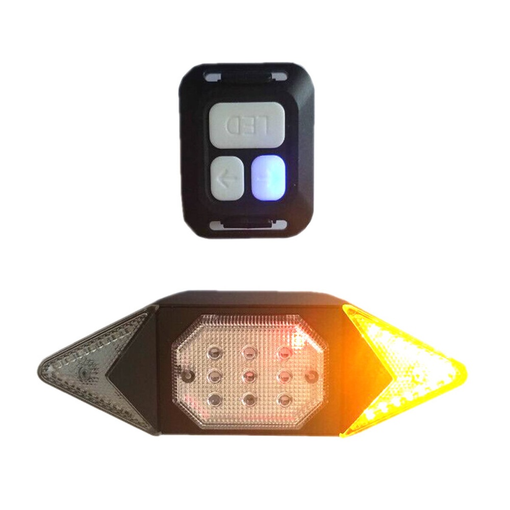 Signal Light Bike Bicycle Tail Light Remote Control Turn USB Chargeable 500mAh - Black - Image 2