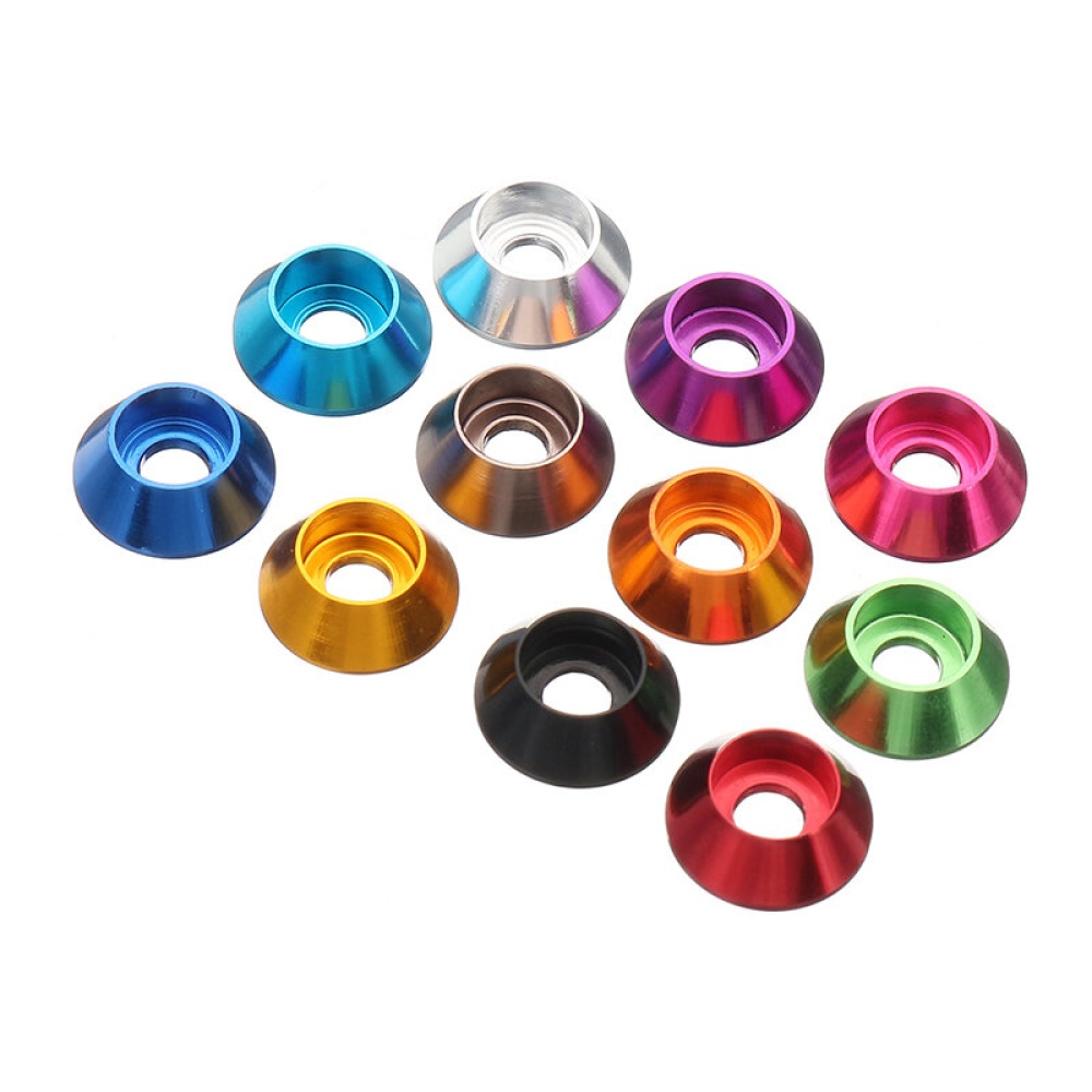 Suleve M3AN6 10Pcs M3 Cup Head Hex Screw Gasket Washer Nuts Aluminum Alloy Multicolor - Silver - Image 2