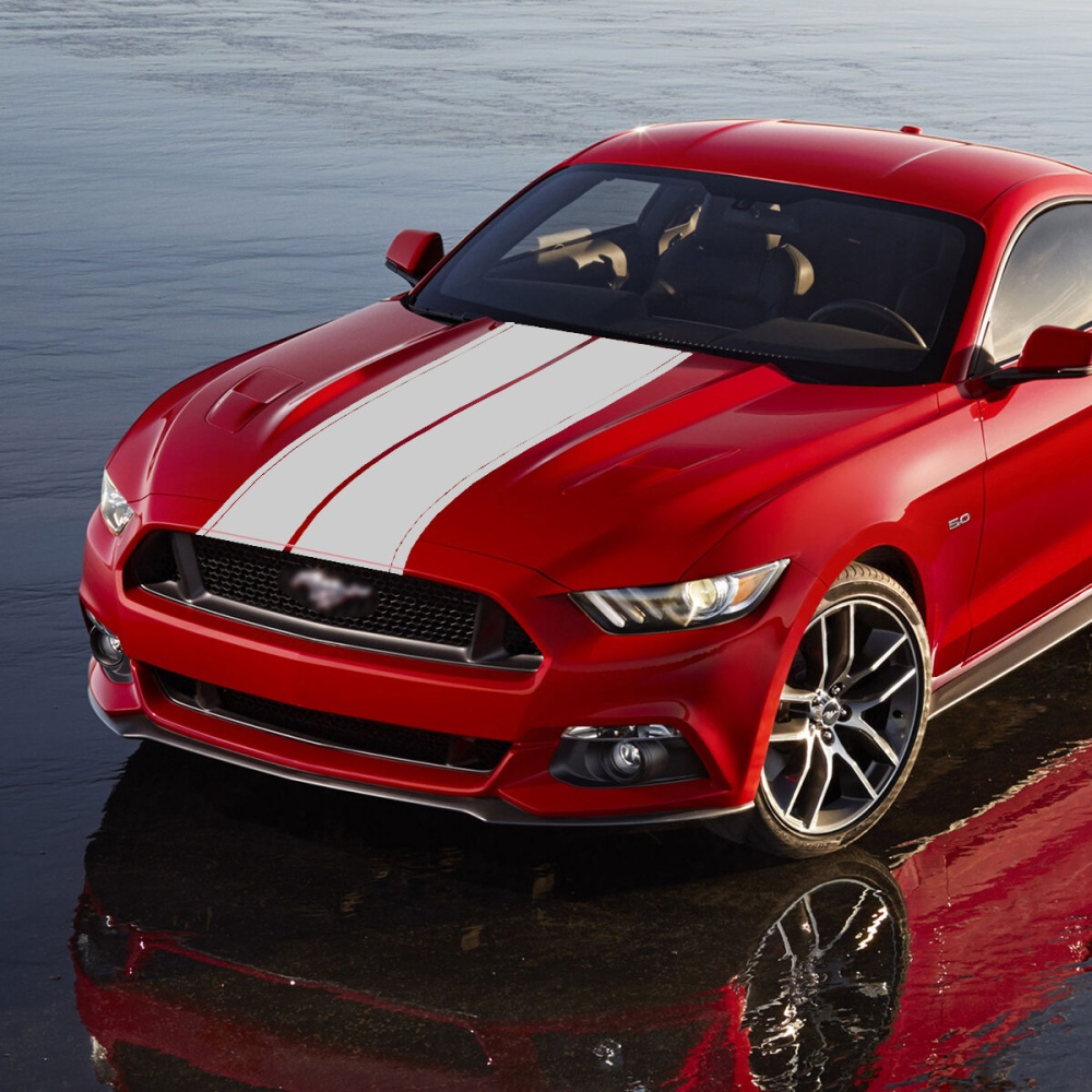 Hood Cover Roof Tail Rally Racing Stripe Decal PVC Body Sticker For Ford Mustang - Yellow