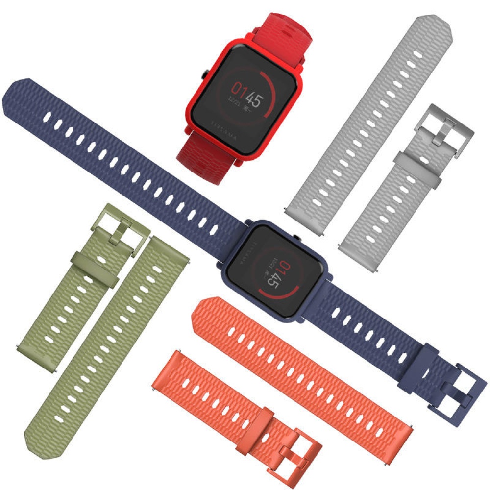 Mijobs 20mm Silicone Wrist Strap Replacement Watch Band for Amazfit Bip Pace Youth Smart Watch Non-original - Red - Image 2