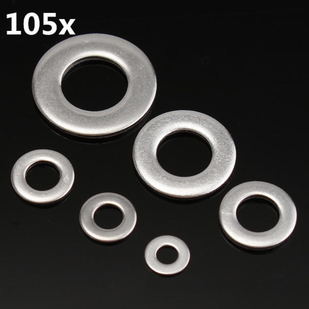 105Pcs Metric Flat Washers Stainless Steel Screw Repair Kit M3/M4/M5/M6/M8/M10 - Image 2