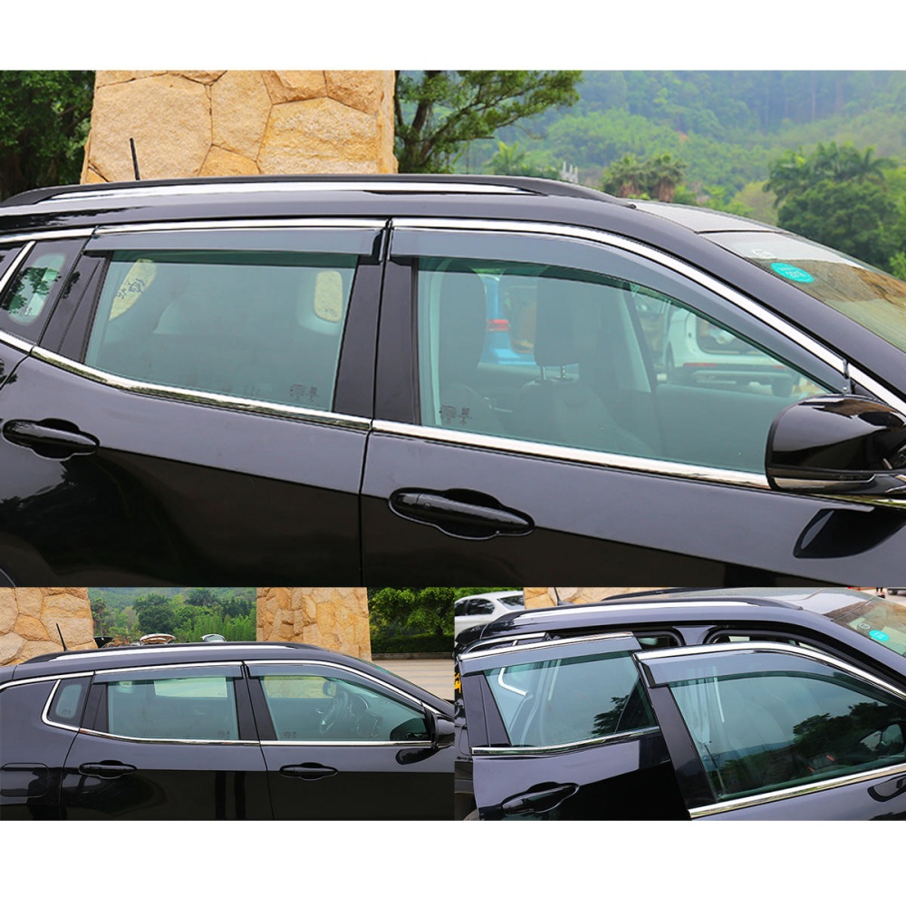 Car Window Visor Rain Sun Deflectors Guard Vent Shade Chrome Trim For Jeep Compass 2018 - Image 2