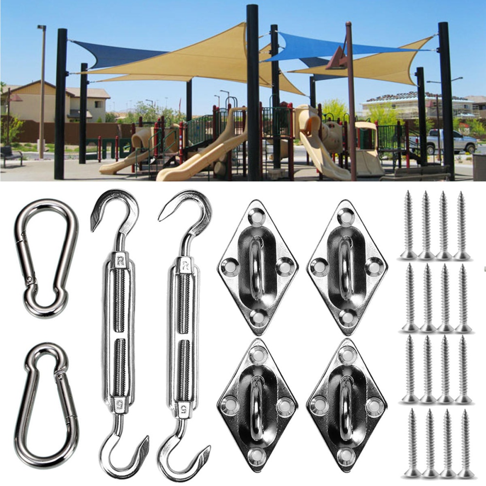 8Pcs Stainless Steel Outdoor Sun Sail Shade Canopy DIY Fixing Fittings Hardware Accessory Tools Kit - Image 2