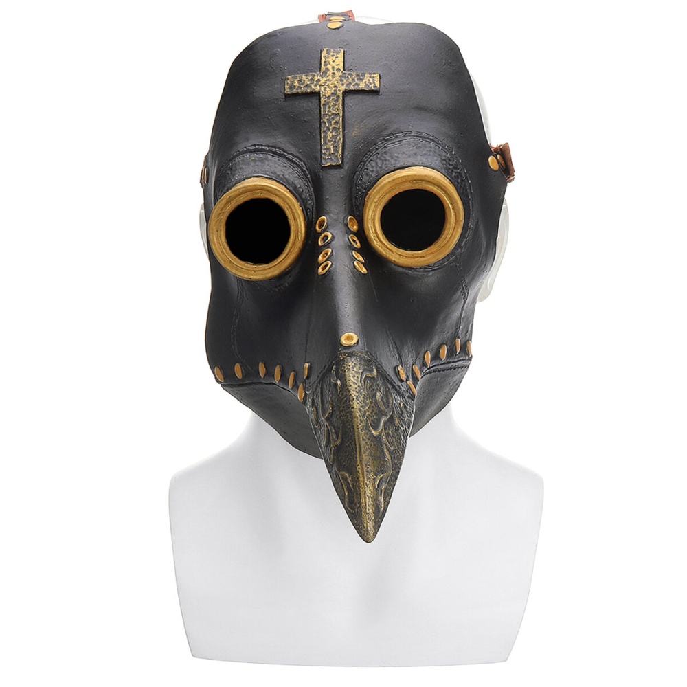 Plague Doctor Mask Halloween Costume Bird Long Nose Beak PU Leather Steampunk - L White - Image 2