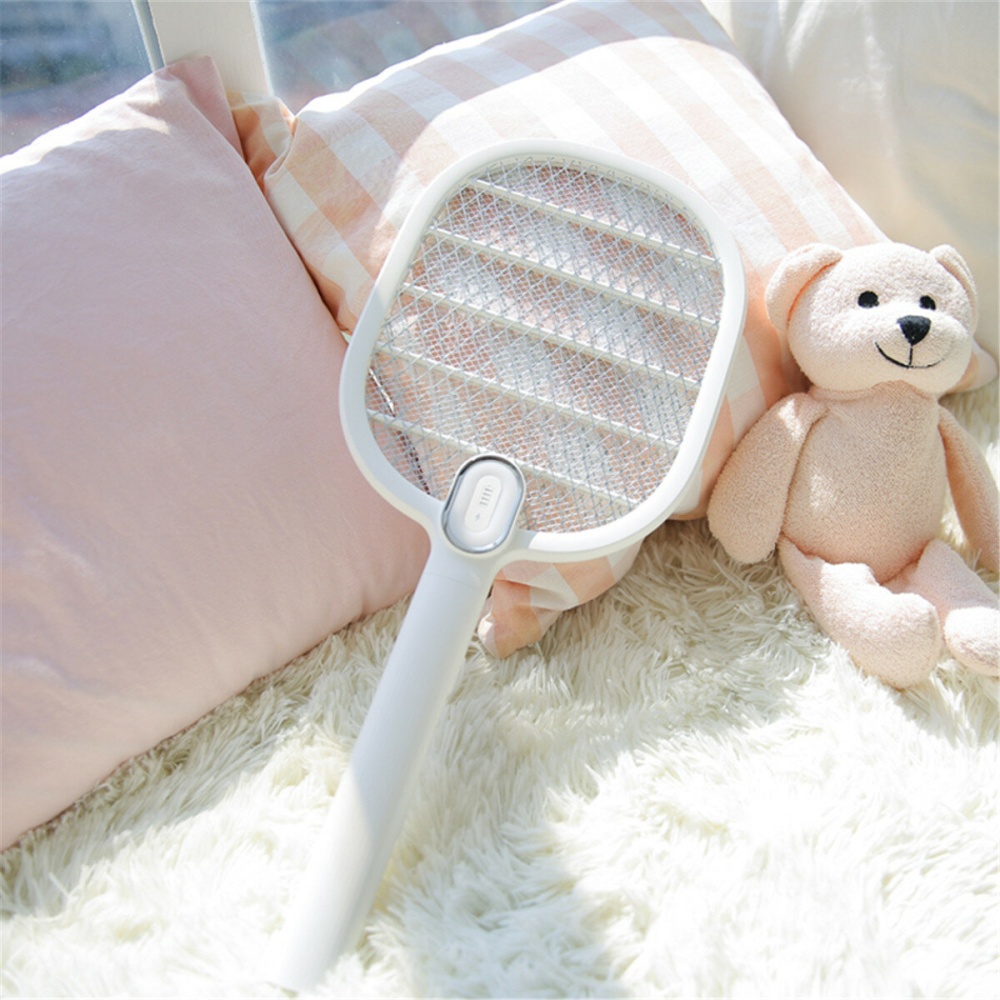 Electric Mosquito Fly Swatter Insect Handheld Racket Killer Home Restaurant Use - Pink