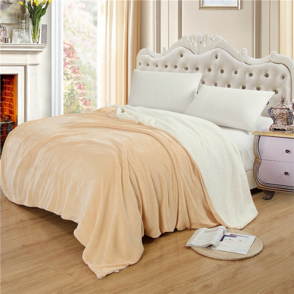 Soft Warm Plush Lamb Fleece Blankets Throw Rug Coral Flannel Throws Napping Blankets Bedding - 180*200cm Blue - Image 2