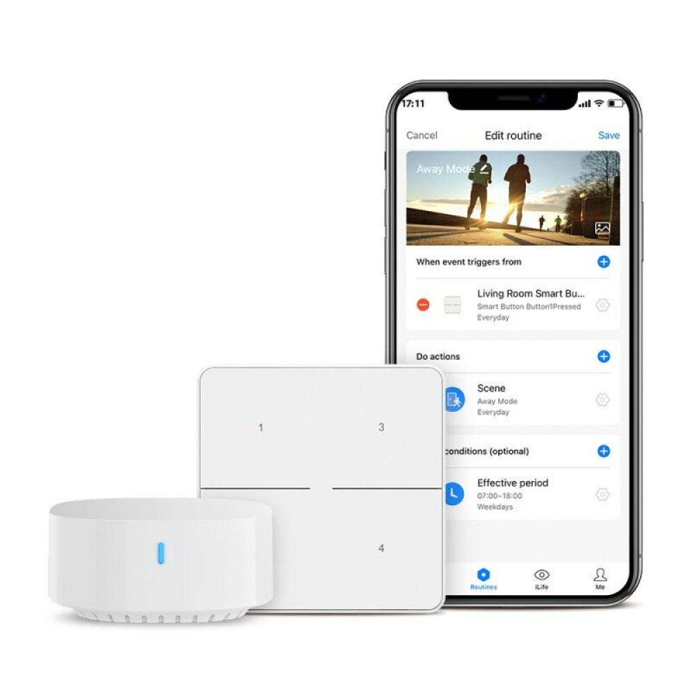 BroadLink SR3 Contreleur de scene intelligent sans fil Smart Life APP Bouton de telecommande Interrupteur de lumiere Panneau de commutateur de 4 gangs Kit de boutons intelligents - interrupteur 4 gang