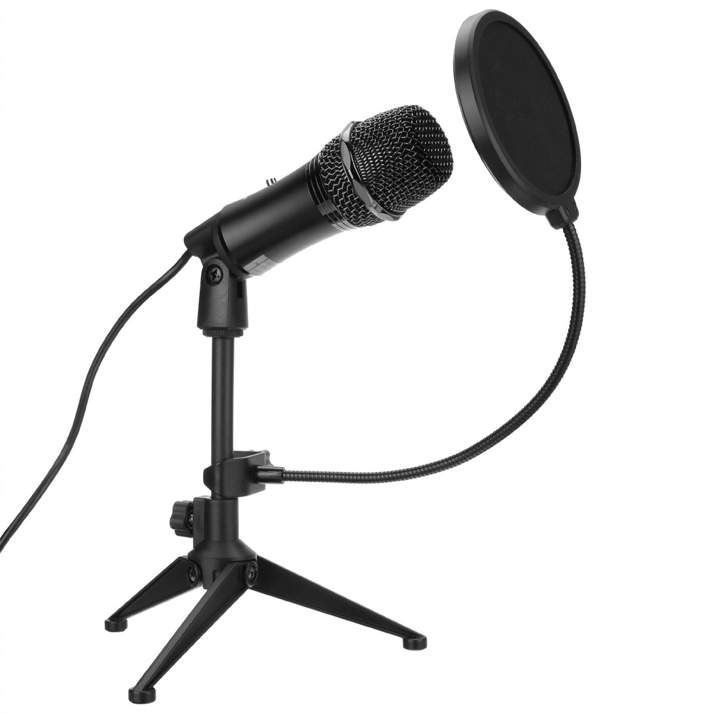 EIVOTOR USB Desktop Recording Microphone USB Plug & Play with Tripod Stand for Live Podcasting Streaming Video Youtube Laptop Desktop PC - Black