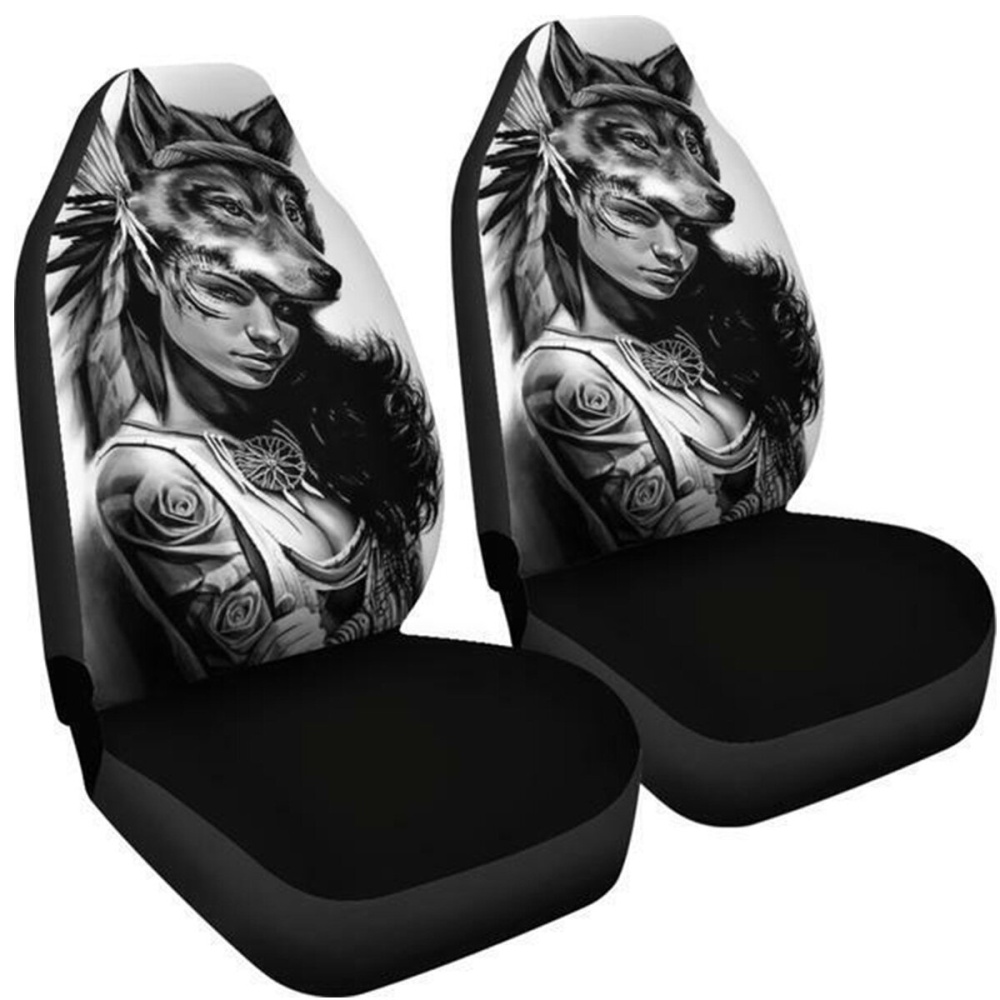 Universal Wolf Girl Polyester Car SUV Seat Cover Vehicle Seat Cushion Protector - Image 2