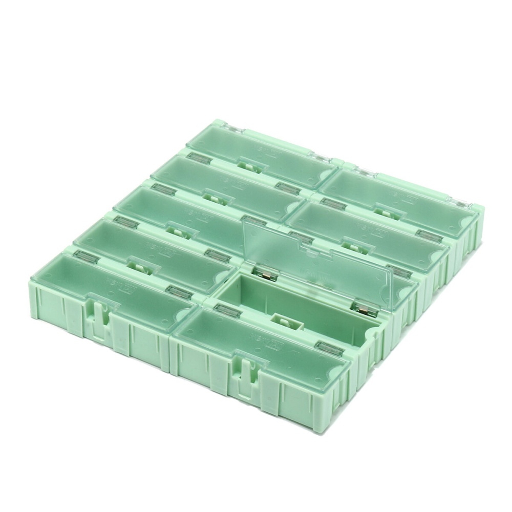 10pcs SMT SMD Kit Lab Chip Components Tool Screw Storage Box Case Plastic Green - Image 2