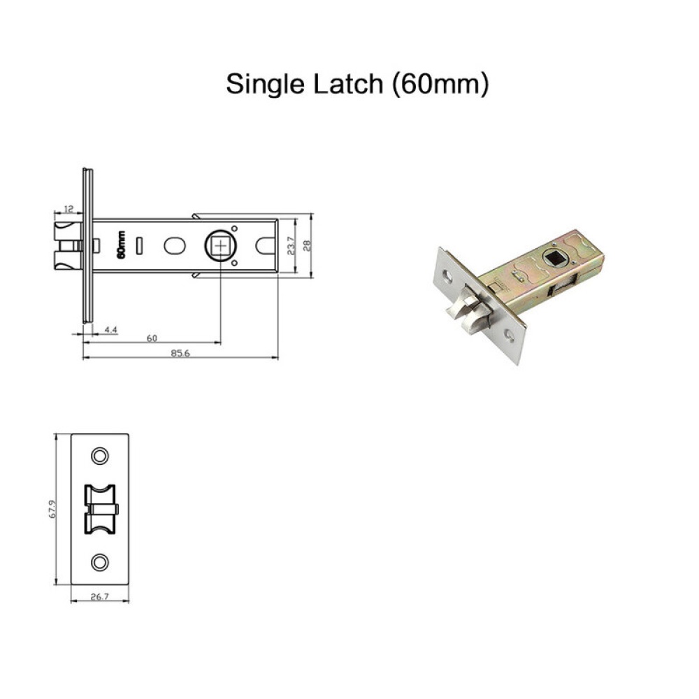 Indoor Fingerprint lock Office fingerprint Lock Body Single Tongue Cross Tongue Lock Body for Electronic Smart Door Lock - 50mm Single Latch - Image 2