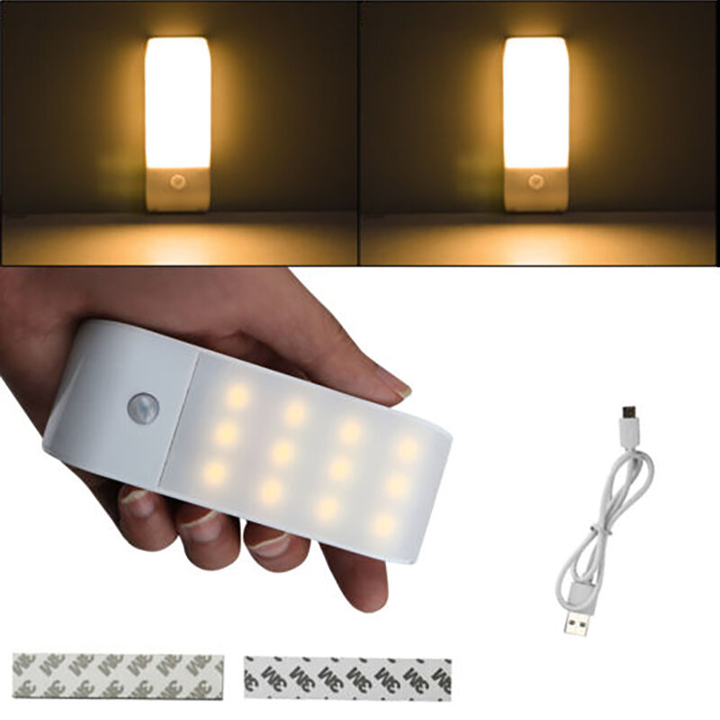 12 LED USB Rechargeable Kitchen PIR Motion Sensor LED Light Bedroom Portable Wireless Wall Lamp Night Light LED Lights For Home - #2 Warm light - Image 2