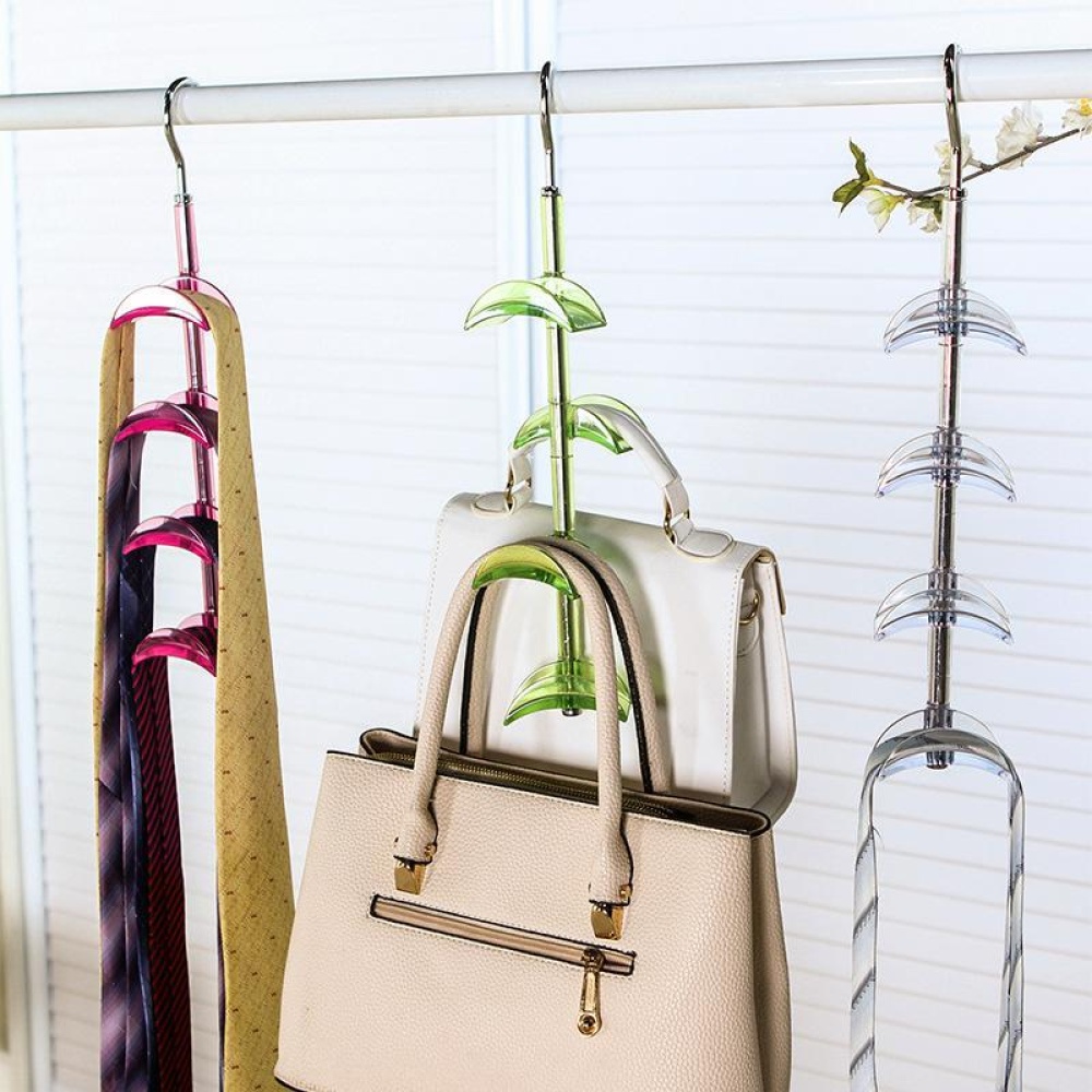 Home Degree Revolving Bag Hanger Wardrobe Tie Scarf Rack Hooks - Green - Image 2