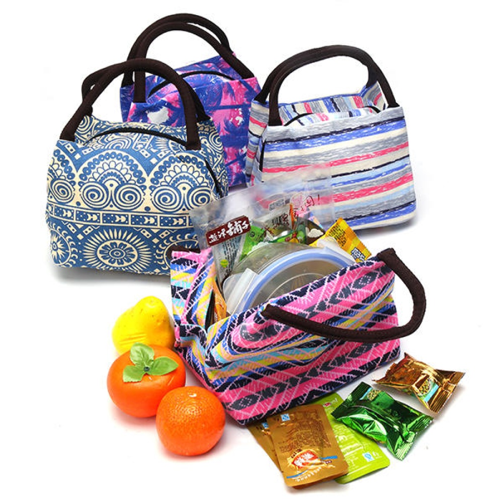 15 Styles Retro Lunch Tote Bag Zipper Travel Picnic Food Storage Container Woman Lady Mummy Handbag - 09 - Image 2