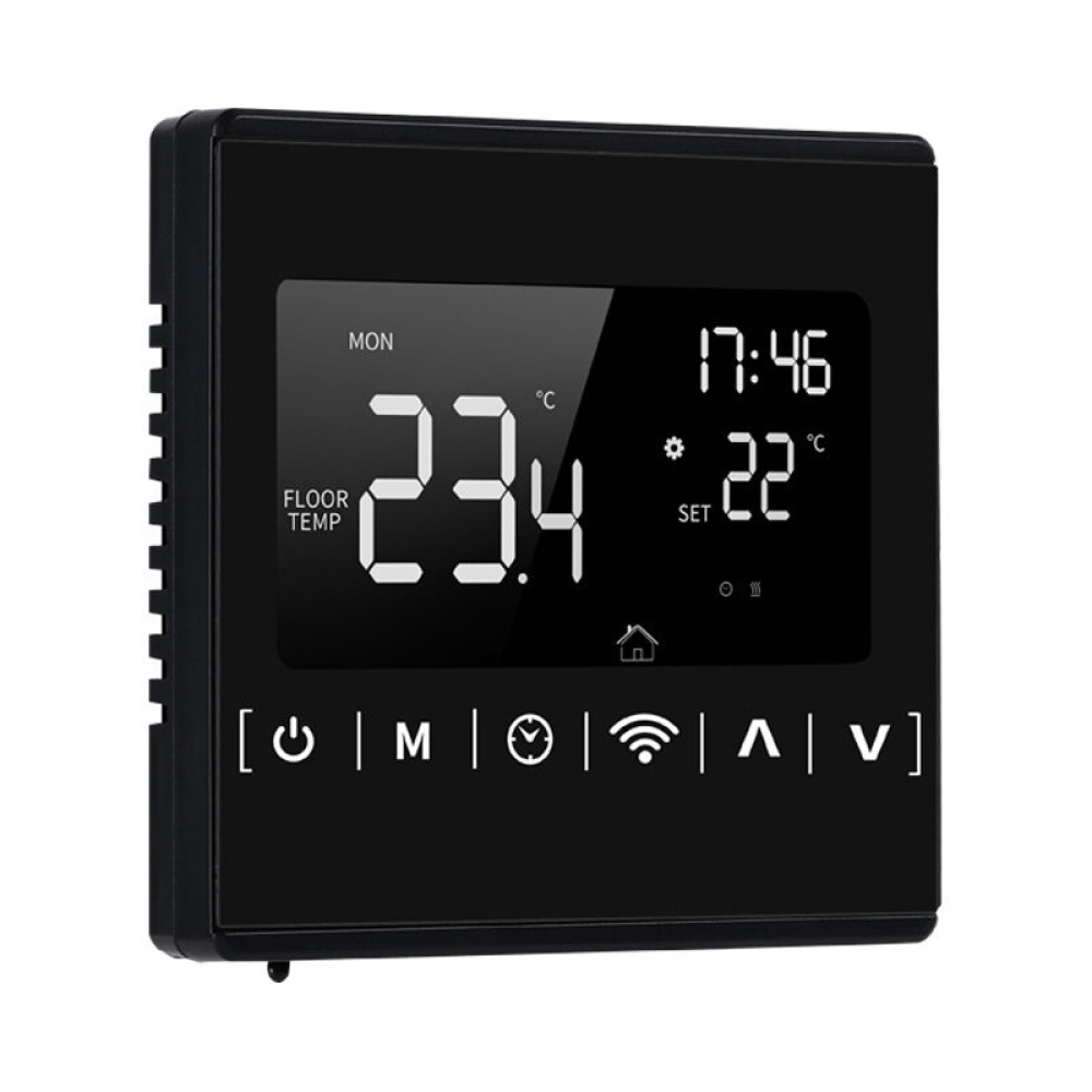 MH1823S AC85-250V 3A All Touch Screen WiFi Thermostat APP Remote Control for Water Heating Voice Temperature Controller - Black
