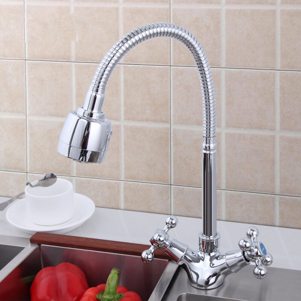 FRAP F4319 High Quality Kitchen Desk Mounted Silver Double Handles Sink Faucet Single Hole Mixer Basin Faucet - Image 2