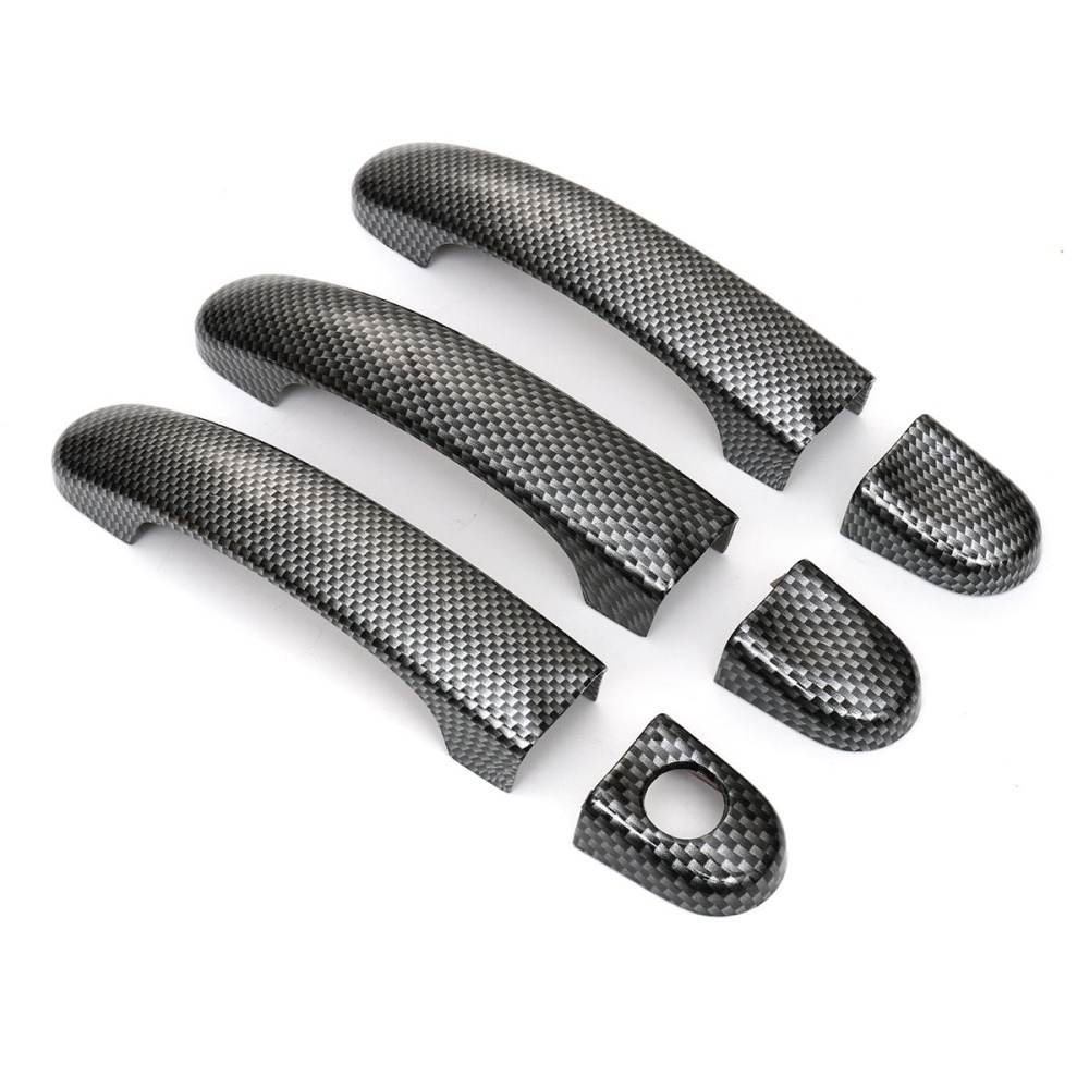 6pcs Set ABS Carbon 3 Door Handle Covers Handles For VW Transporter T5 T6 Caddy for Vans - Image 2