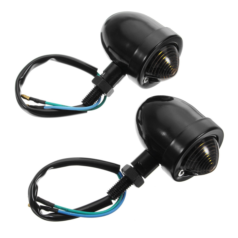 Motorcycle Black Chrome Bullet Turn Signal Indicators Lights For Harley Cafe Racer - 4 - Image 2