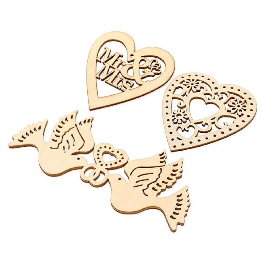 10pcs Wooden Laser Cut Heart Shapes Craft Embellishments Decoration Wedding Favors - 03 - Image 2