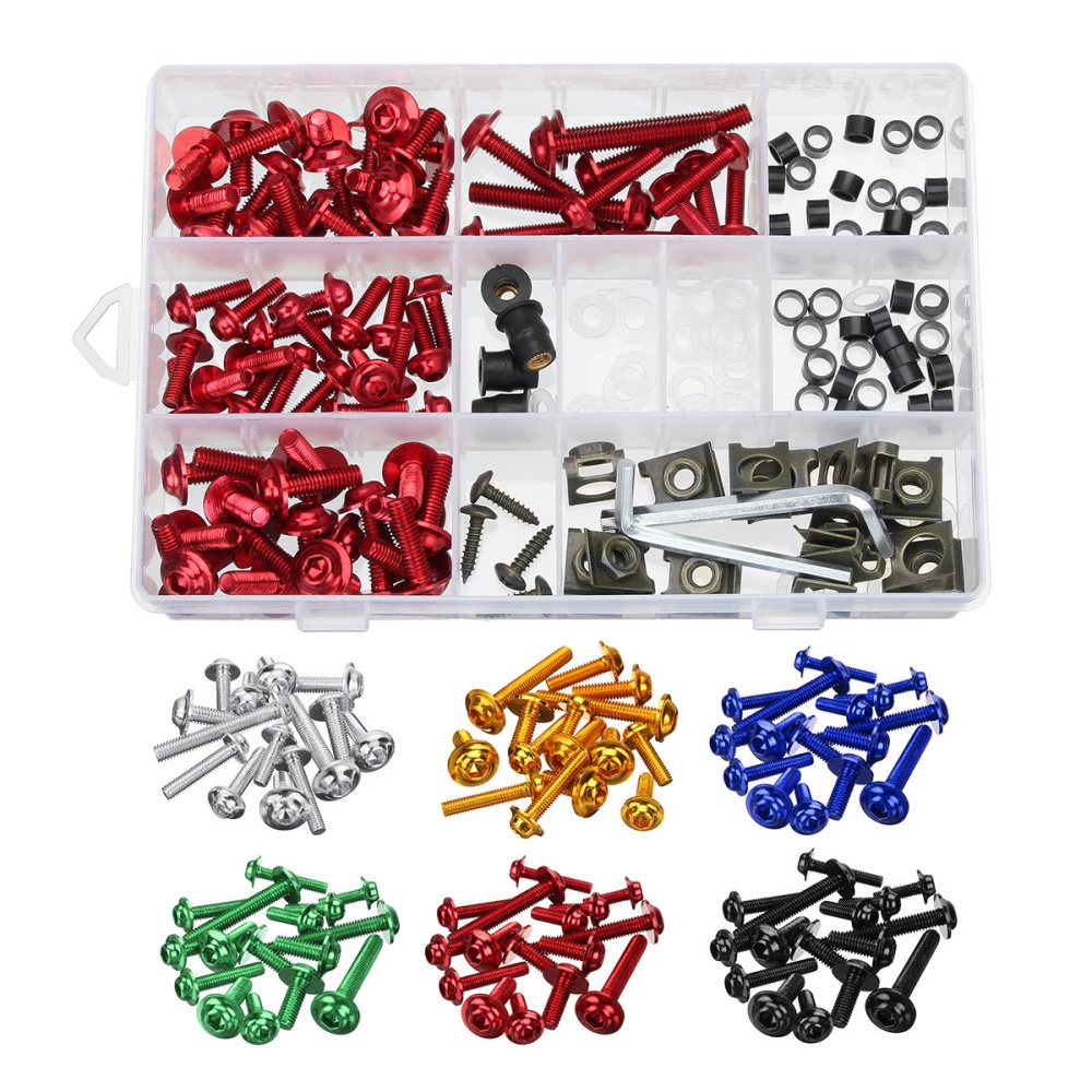 177pcs Motorcycle Fairing Bolt Kit Nuts Screws Clips For Honda/Yamaha/Kawasaki/Suzuki - Black - Image 2