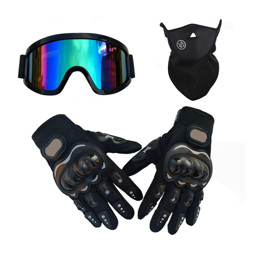 Motorcycle 3/4 Helmet Glasses Gloves Mask Safety Vintage For Harley - 3pcs - Image 2