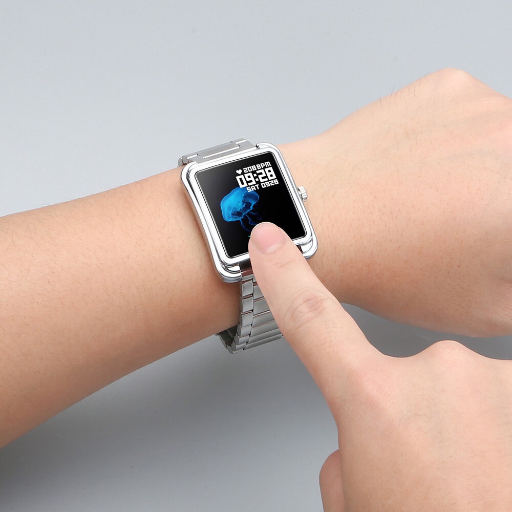 Bakeey V60 316 Full Steel Custom Debug Brightness HR Blood Pressure Monitor Weather Music Smart Watch - Silver