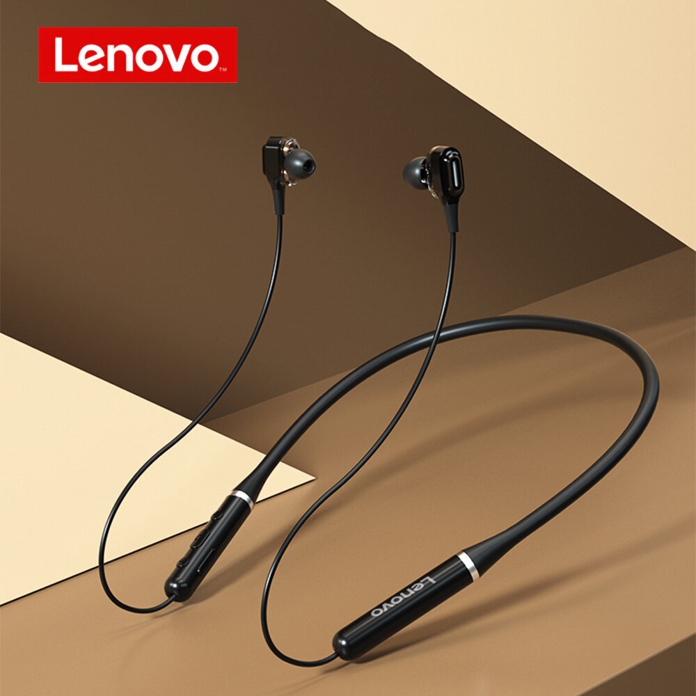 [Dual Dynamic Drivers] Lenovo XE66 bluetooth 5.0 Earphone Wireless Neckband HiFi Stereo Magnetic Noise Reduction Mic Sports Headset Headphone - Black - Image 2