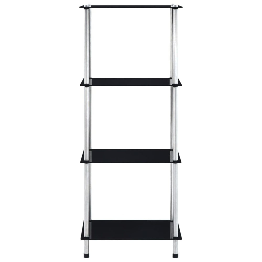 Cabinet 4-layer 40x40x100 cm tempered glass black - Image 2