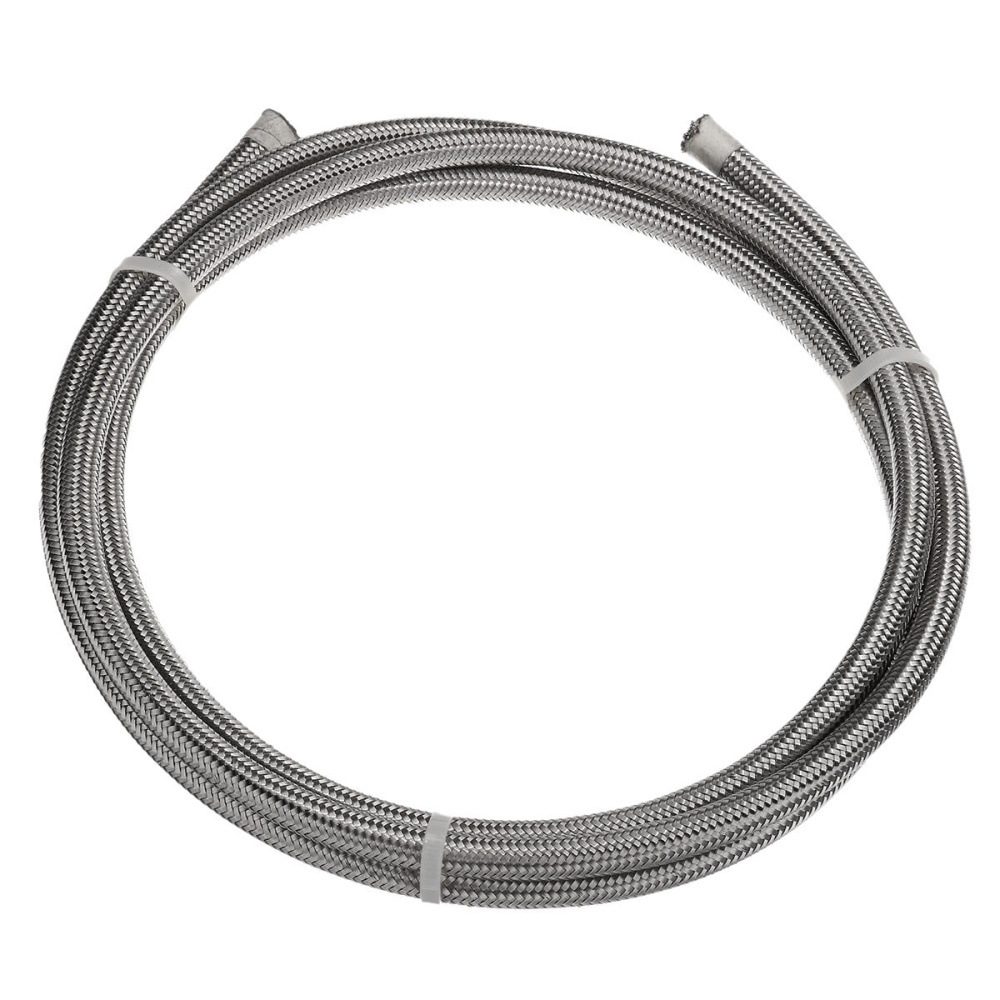 Silver Stainless Braided Pipe Teflon Gas Oil Fuel Coolant Hose 6-AN 8mm - Image 2