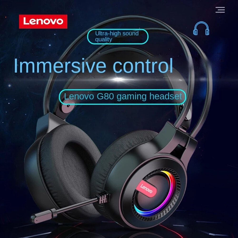 Lenovo G80 Wired Luminous RGB Headphones 3.5mm+USB USB 7.1 Channel Professional Gaming Headset Wired Headset with Mic - 3.5mm+USB - Image 2