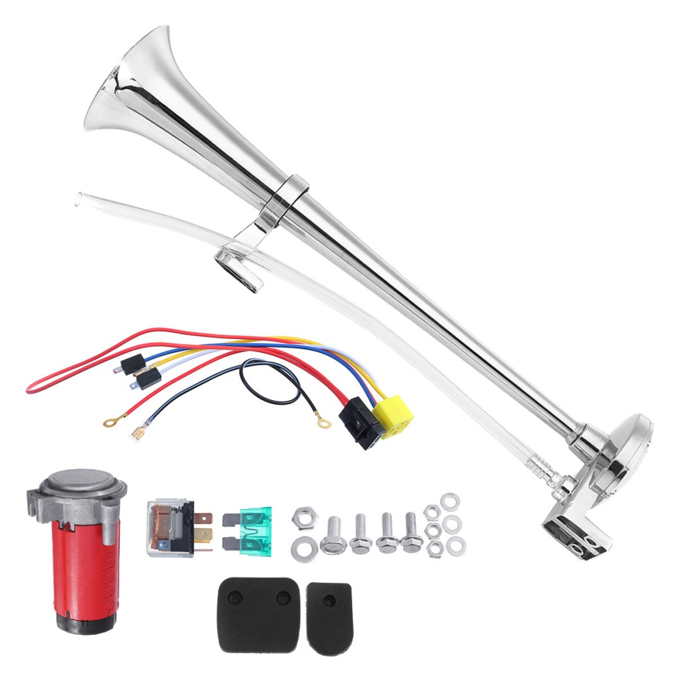 12V 178db Trumpet Air Horn With Compressor Super Loud Single Chrome Universal For Boat Train Car - Image 2