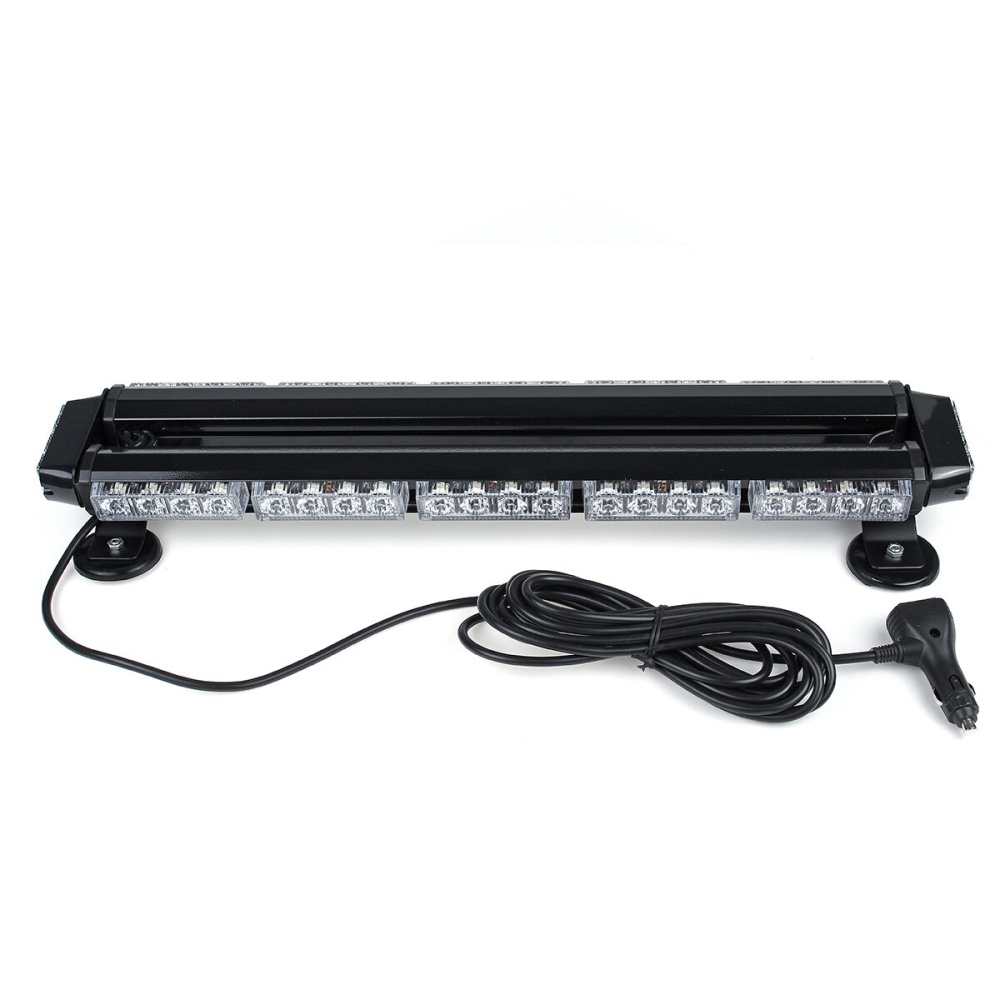 12V 24" 46LED Car Roof Double Side Emergency Strobe Flash Light Lamp Bar White and Amber For Car Truck Boat - Image 2